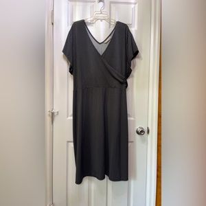 Avenue Faux Wrap Dress Black with White Dress